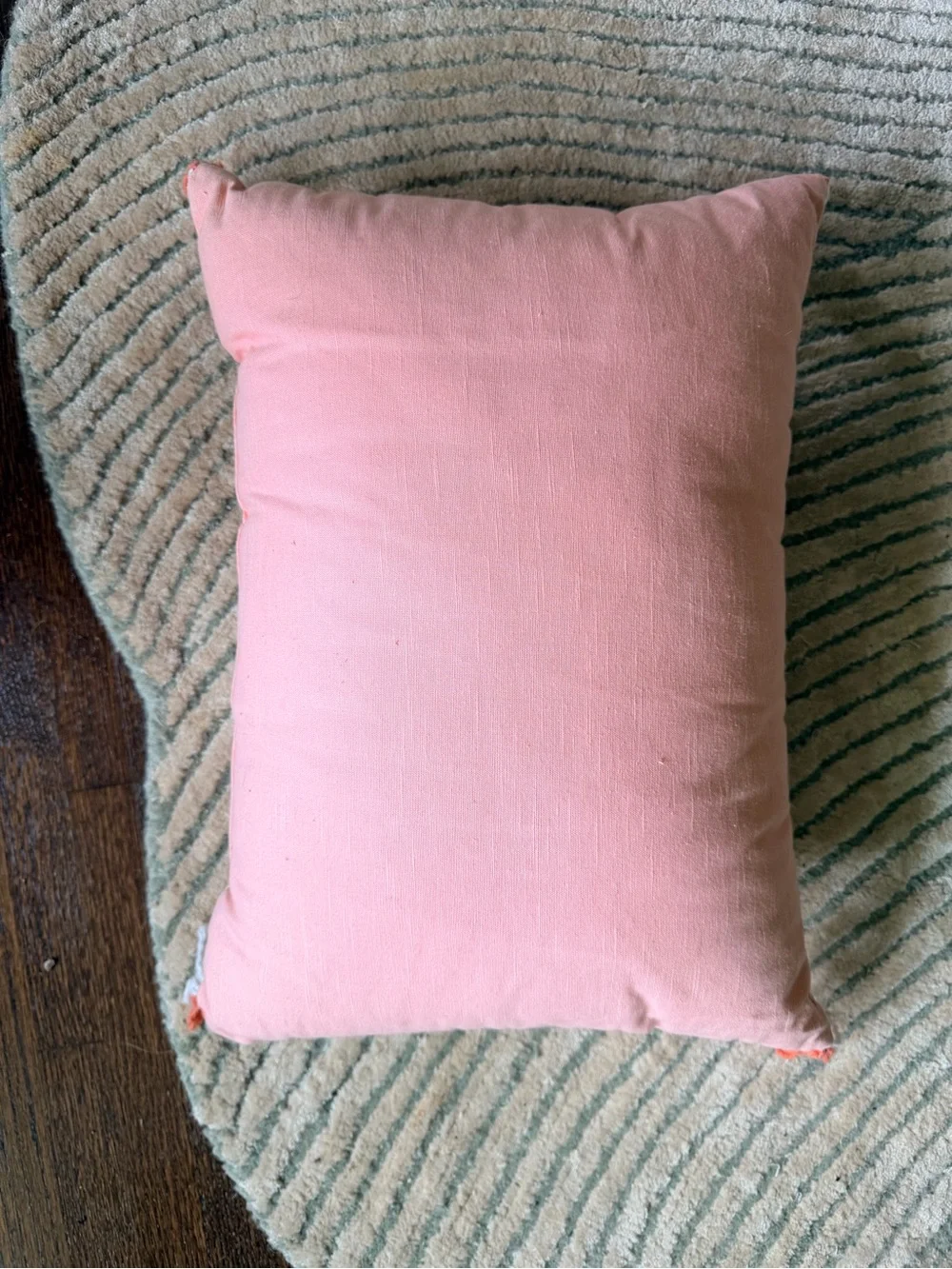 Embroidered Floral Lumbar Pillow Cover in Pink with Teal & Coral Accents